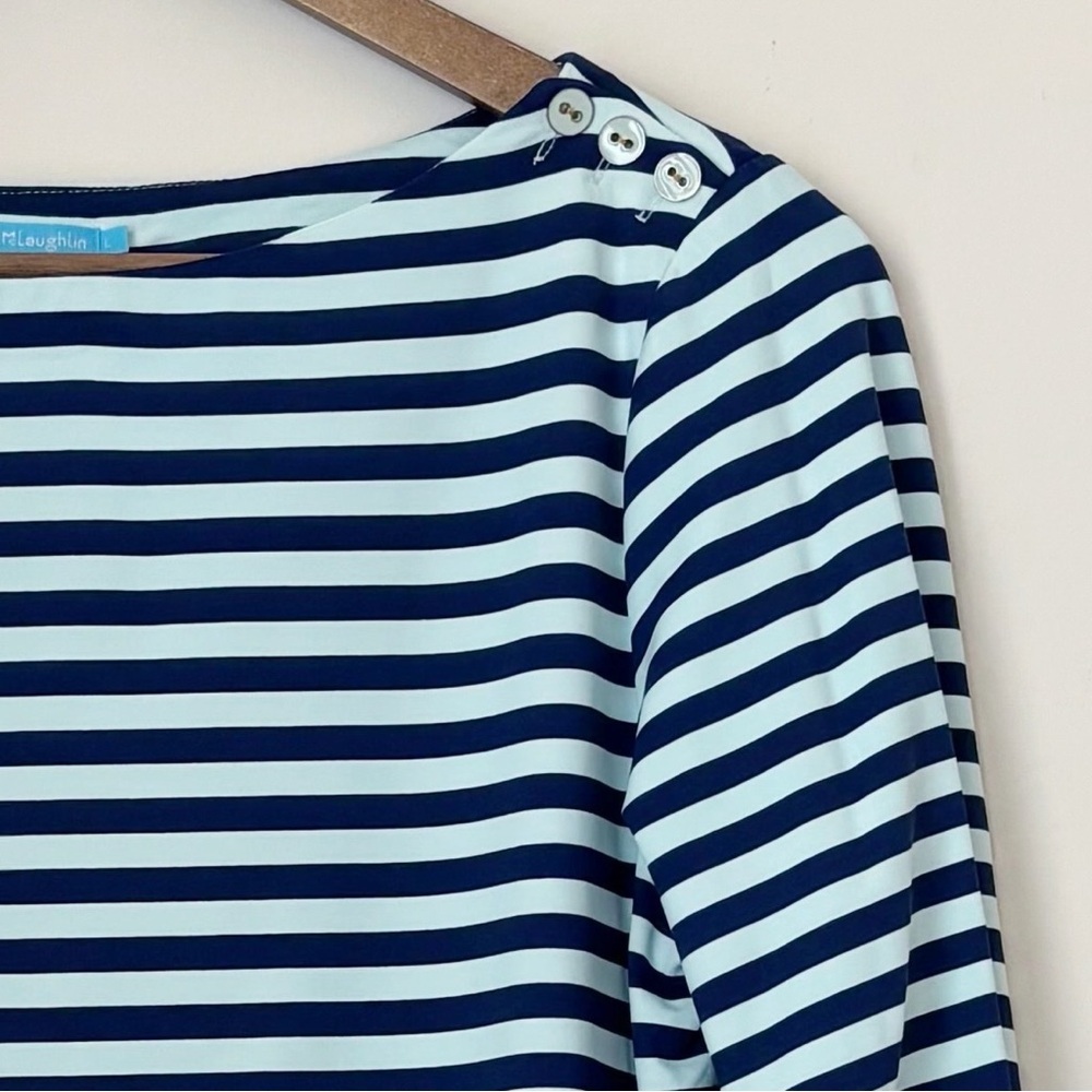 J. McLaughlin Wavesong Striped Button Accent Top Large - Picture 3 of 7